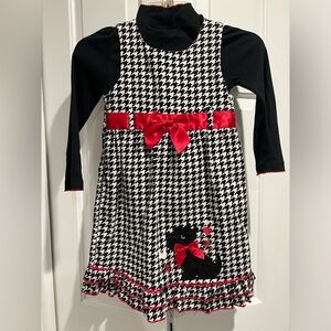 2 Pc Jumper & Black Top by NANNETTE GIRLS❤️🖤 Houndstooth & Sequin Scottie Dog